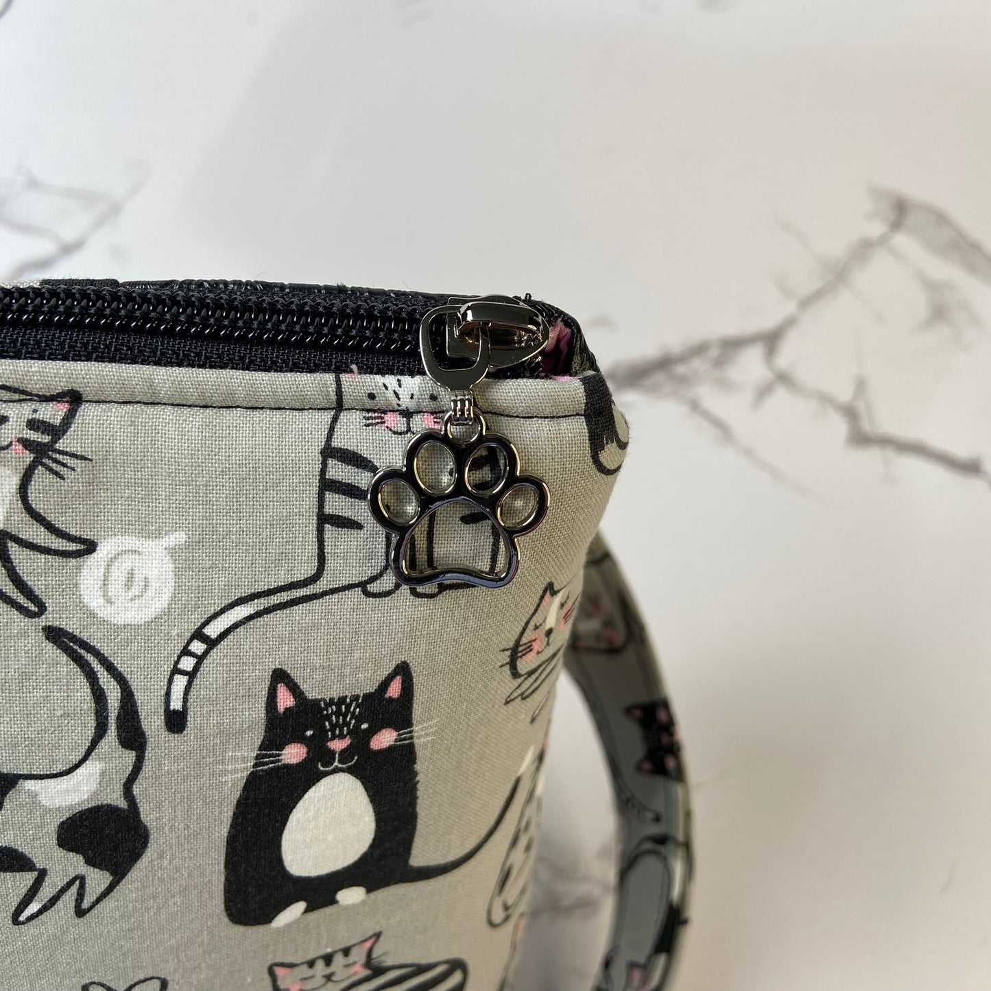 Gray Sketch Cats Crossbody Purse