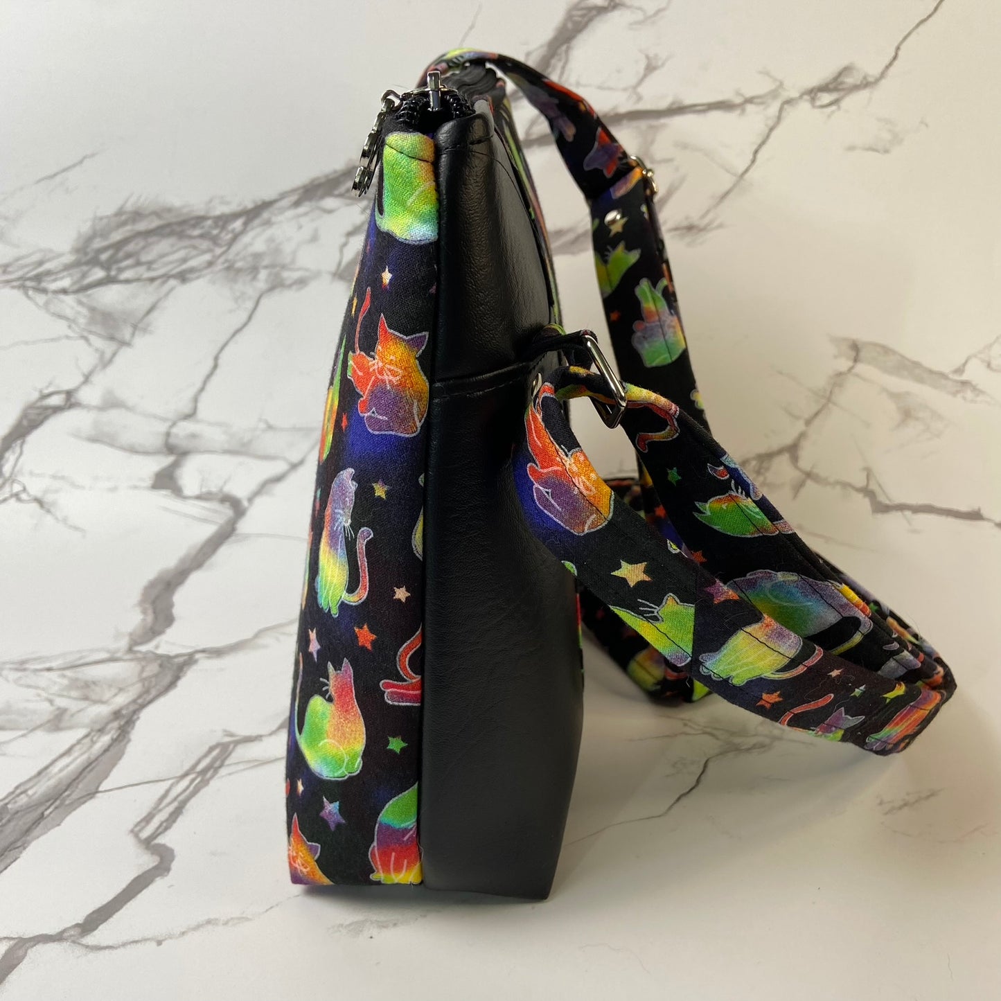 Cosmic Cats Black Crossbody Purse