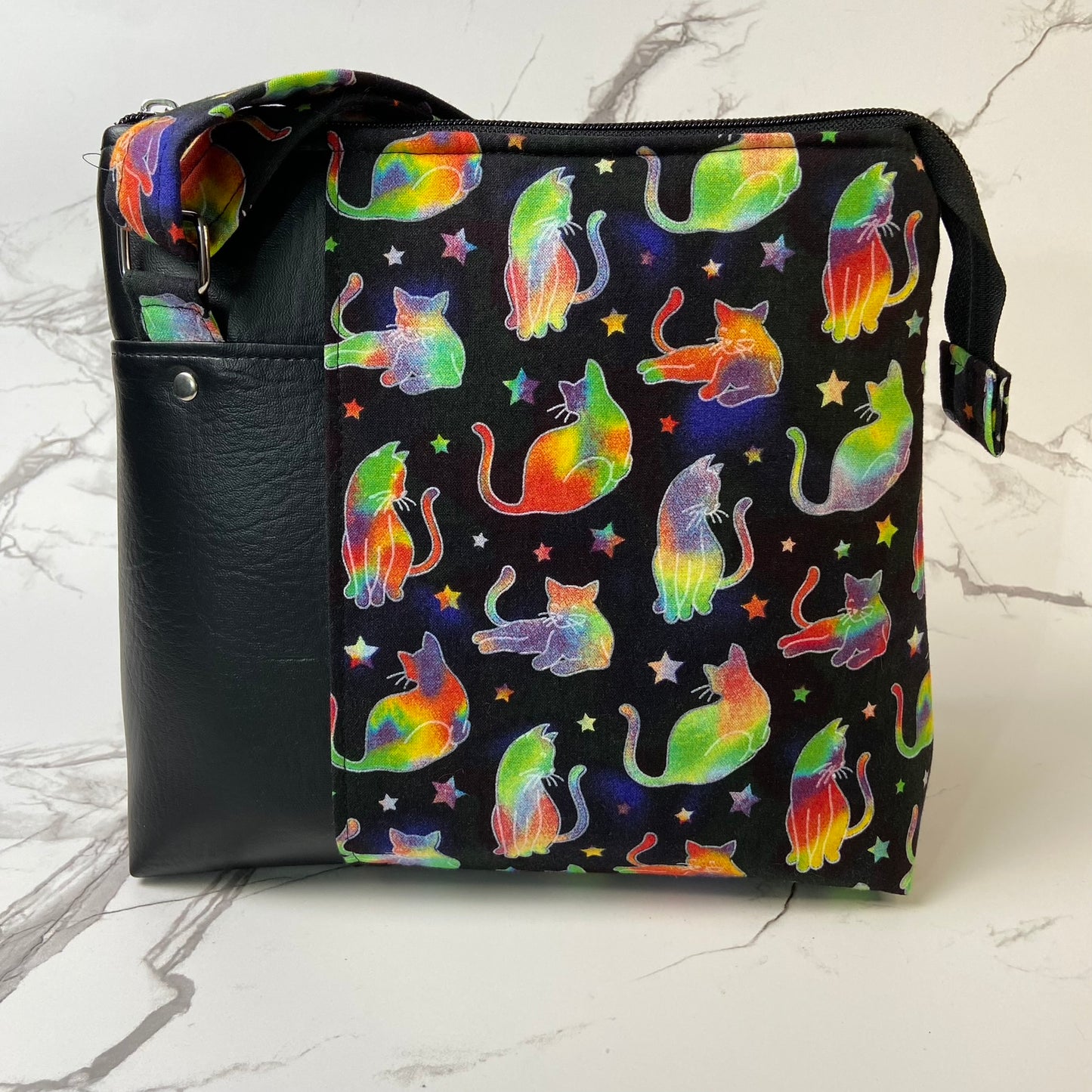 Cosmic Cats Black Crossbody Purse
