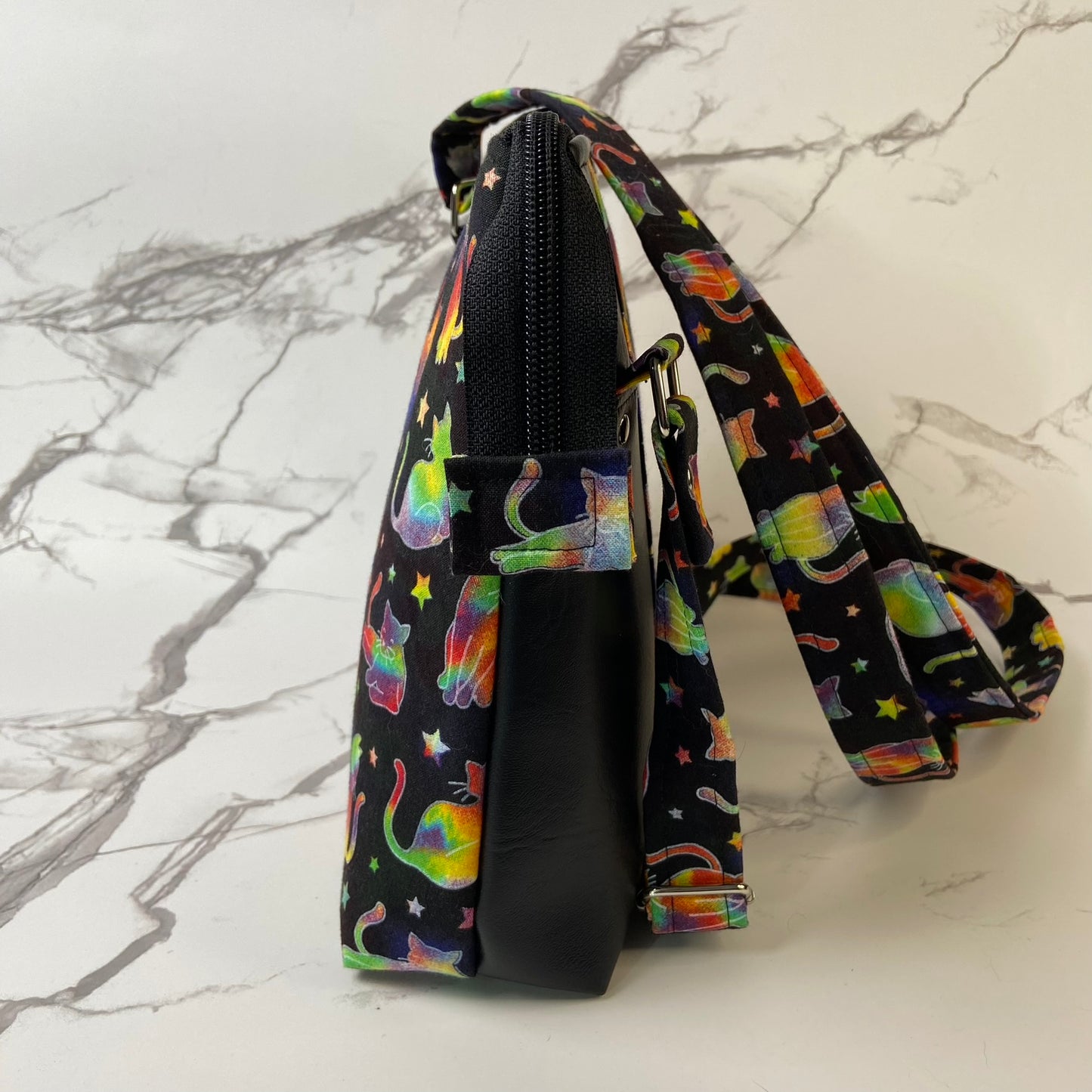Cosmic Cats Black Crossbody Purse