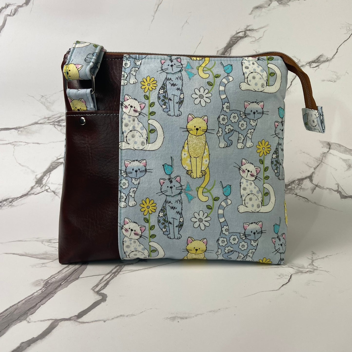 Blue & Yellow Cats Crossbody Purse