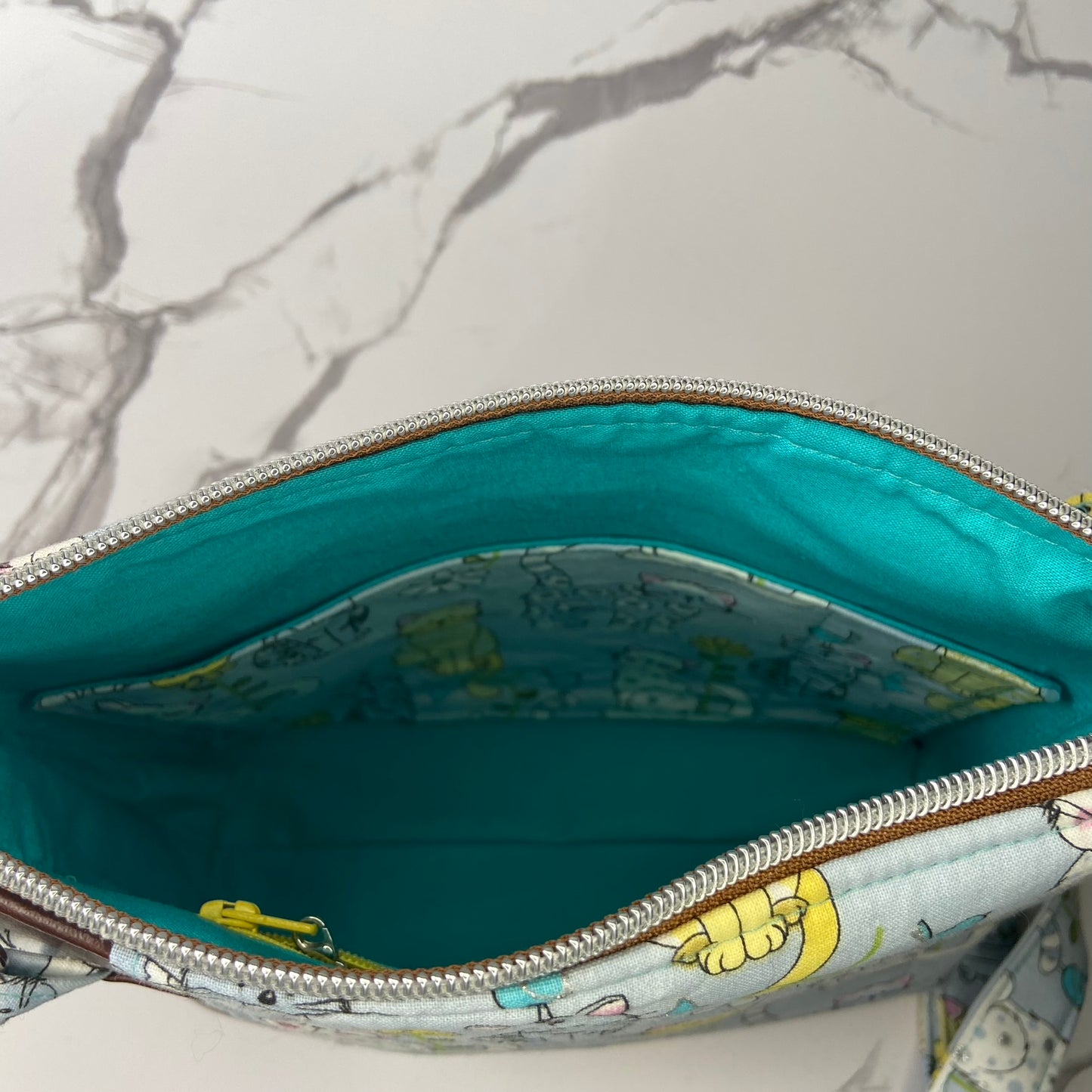 Blue & Yellow Cats Crossbody Purse