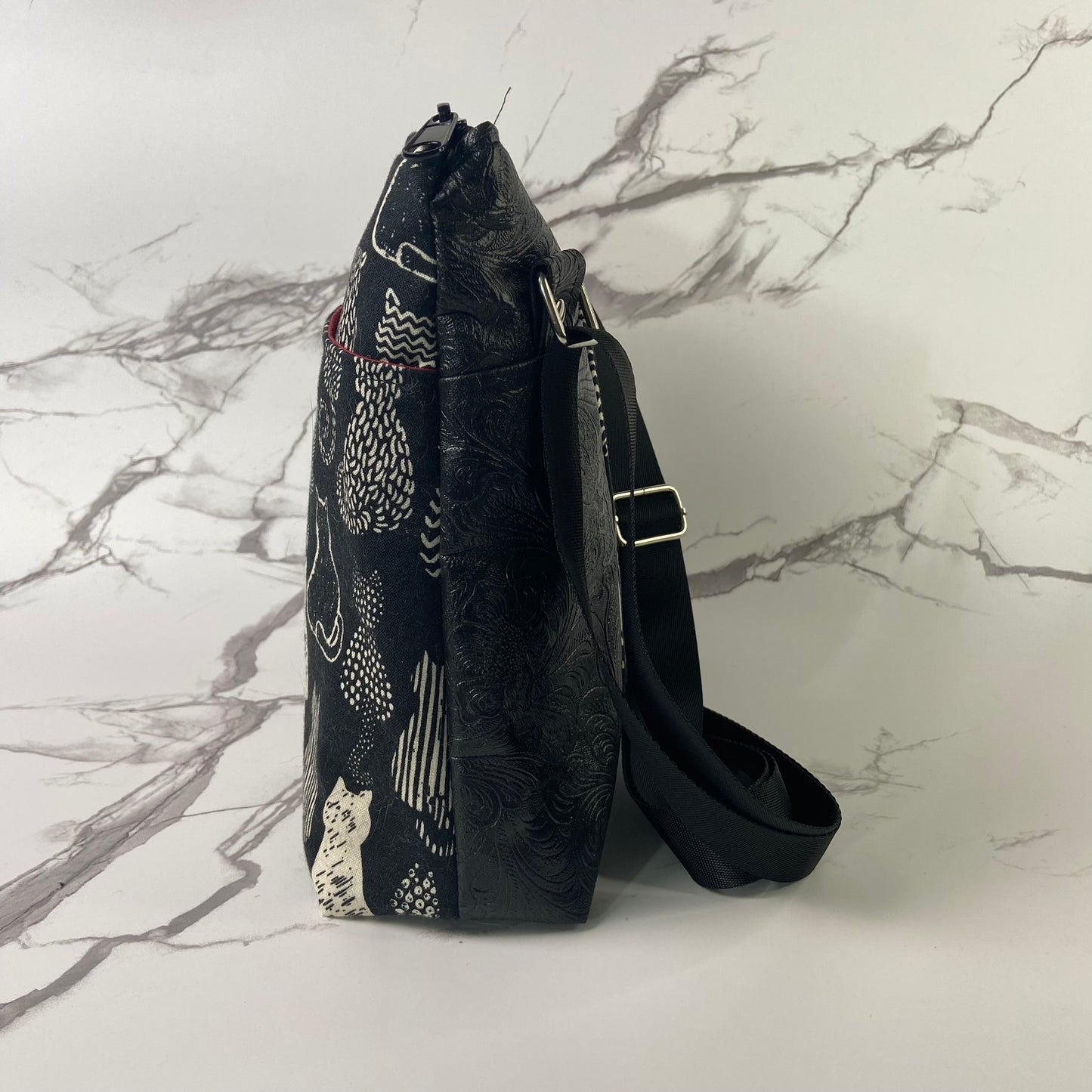 Black & White Cats Pocket Crossbody Purse