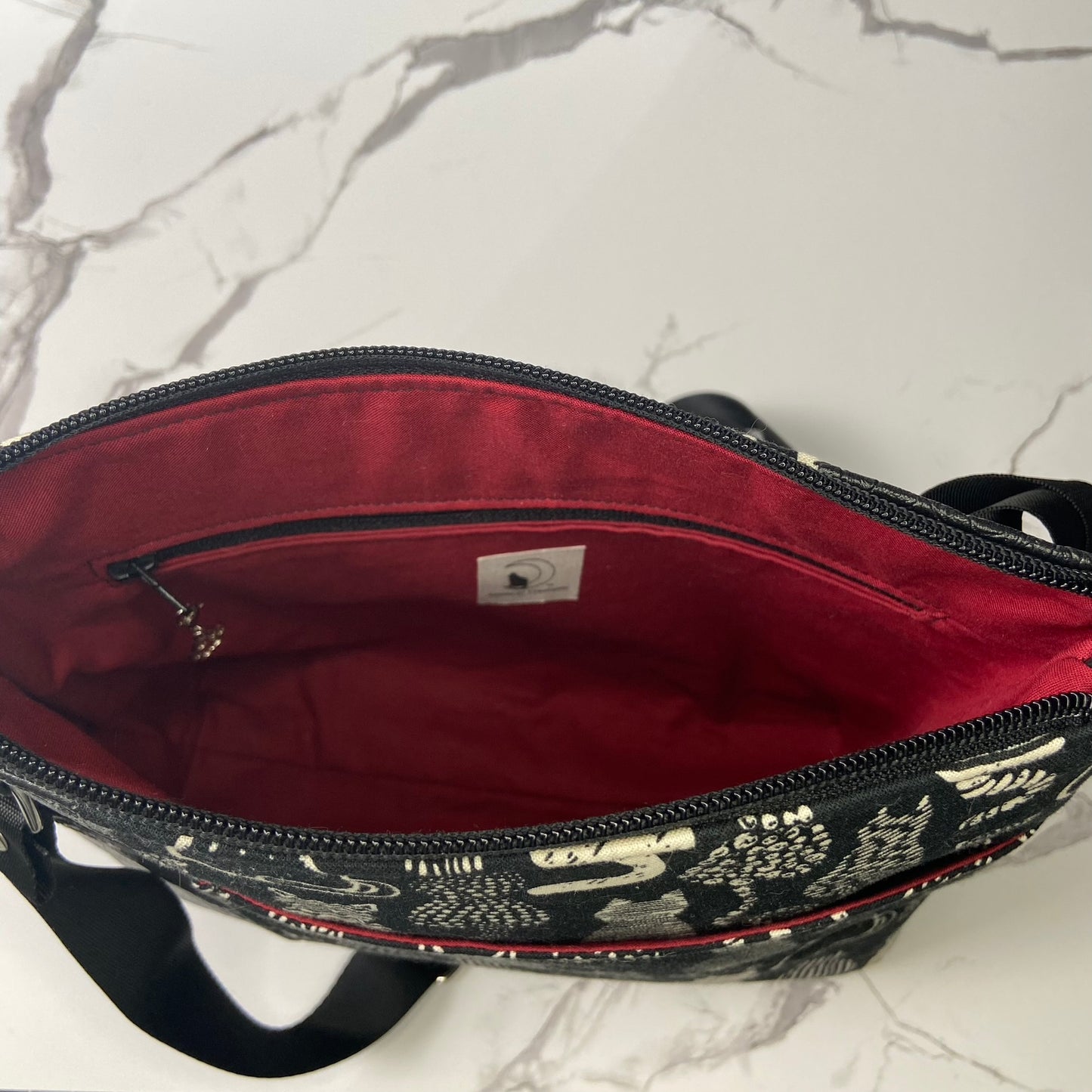 Black & White Cats Pocket Crossbody Purse