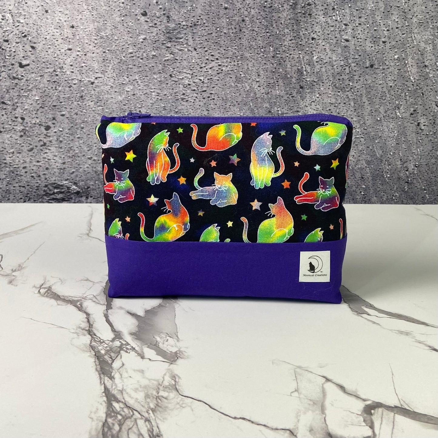 Cosmic Cats Large Zipper pouch - blue