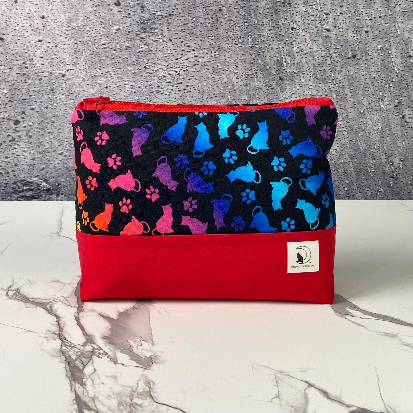 Rainbow Cats Large Zipper pouch - red