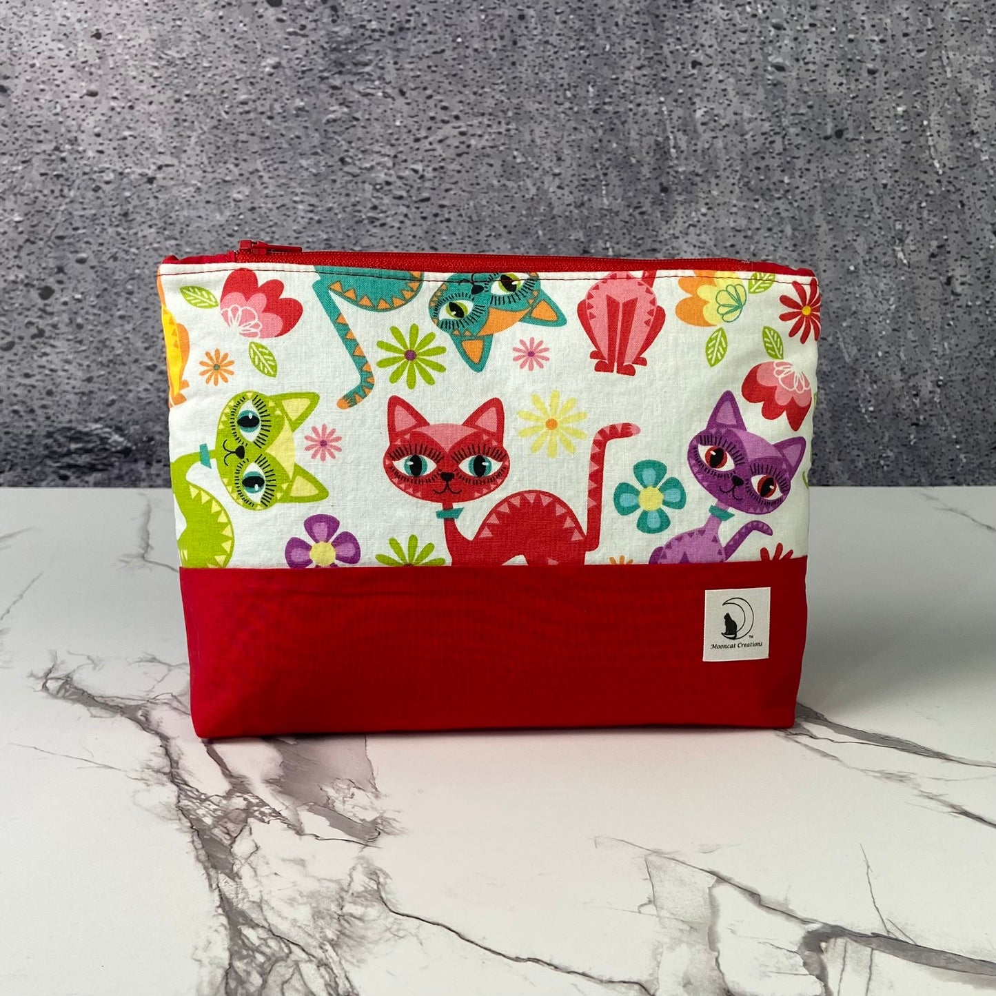 Fiesta Cats Large Zipper pouch - red
