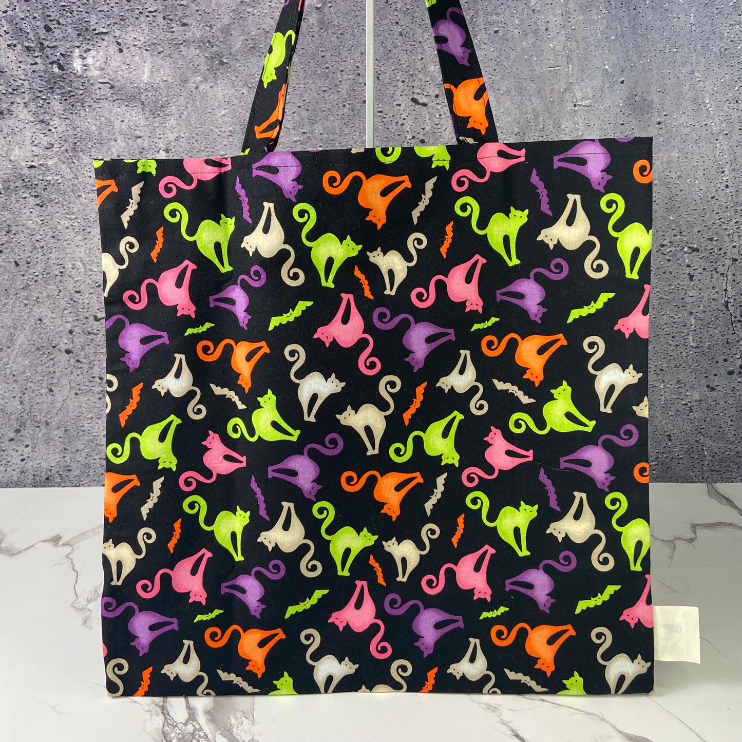 Fluorescent Halloween Cats Folding Bag