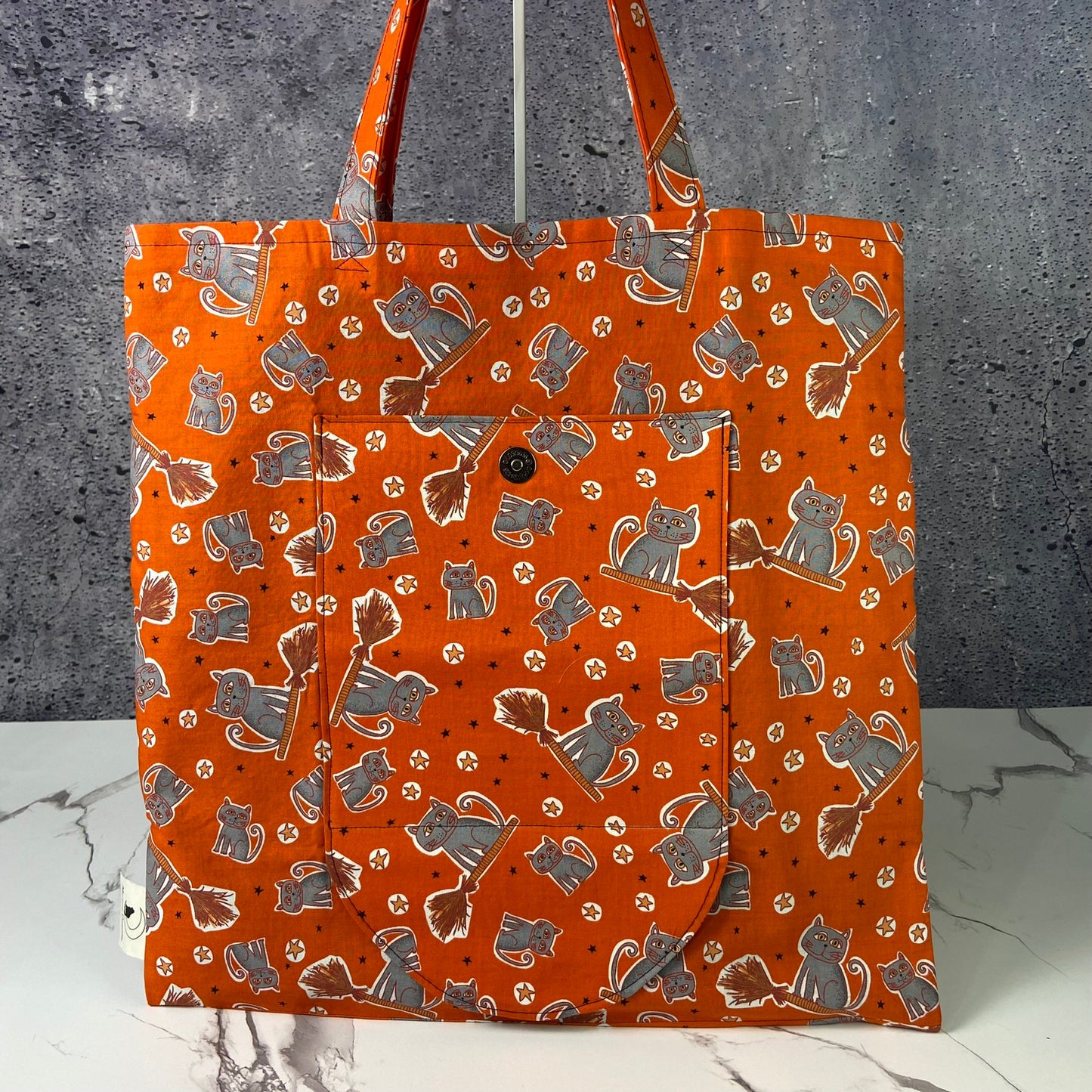 Halloween Cats on Brooms Folding Bag