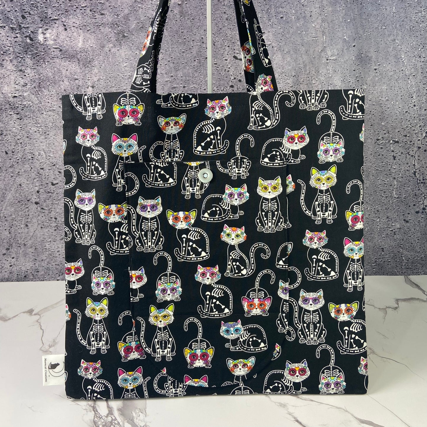 Sugar Skull Cat Skeletons Folding Bag
