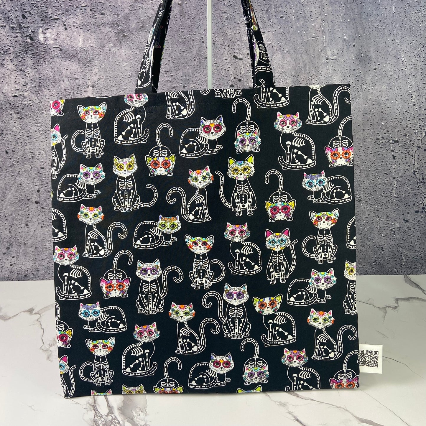 Sugar Skull Cat Skeletons Folding Bag