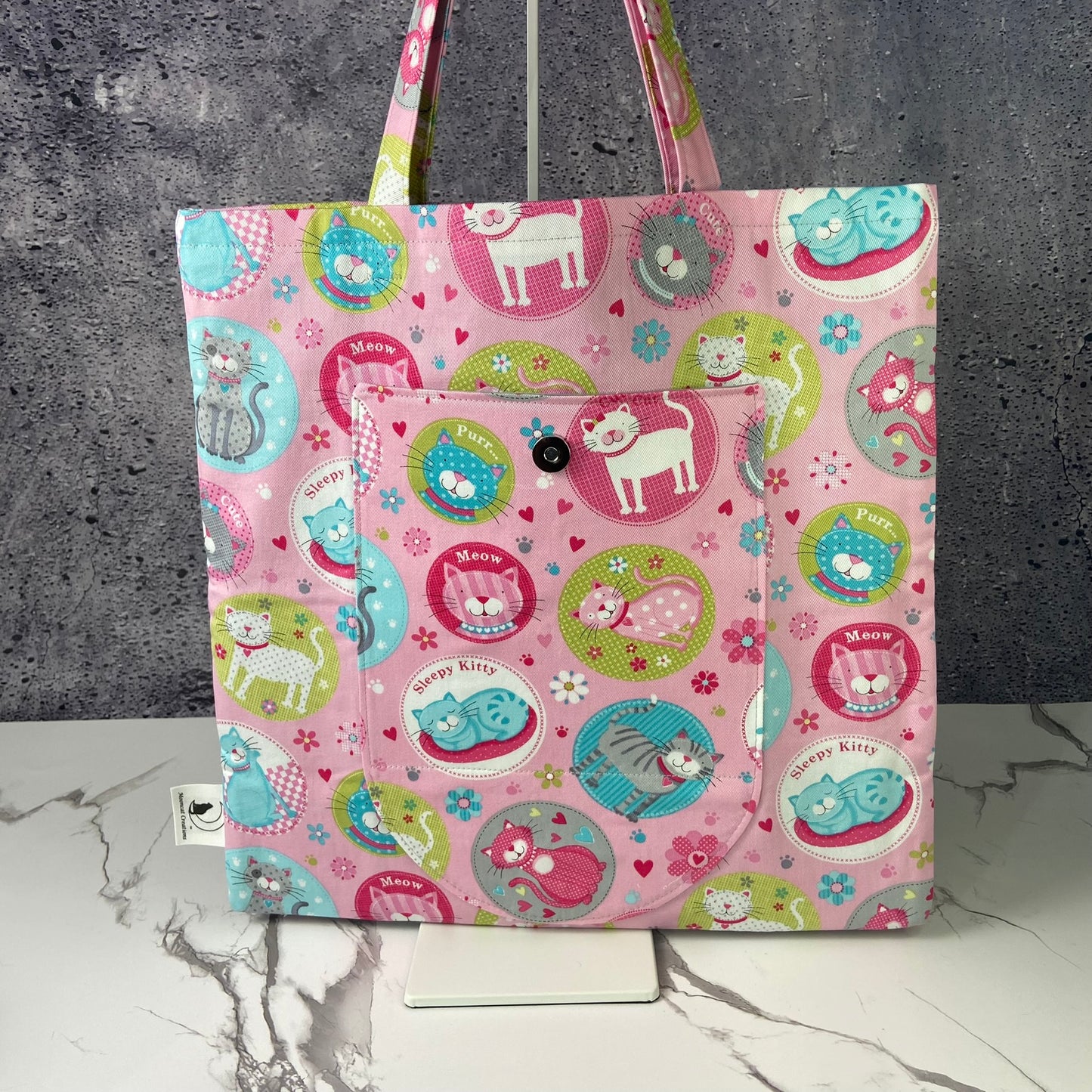 Pink Cats Folding Bag
