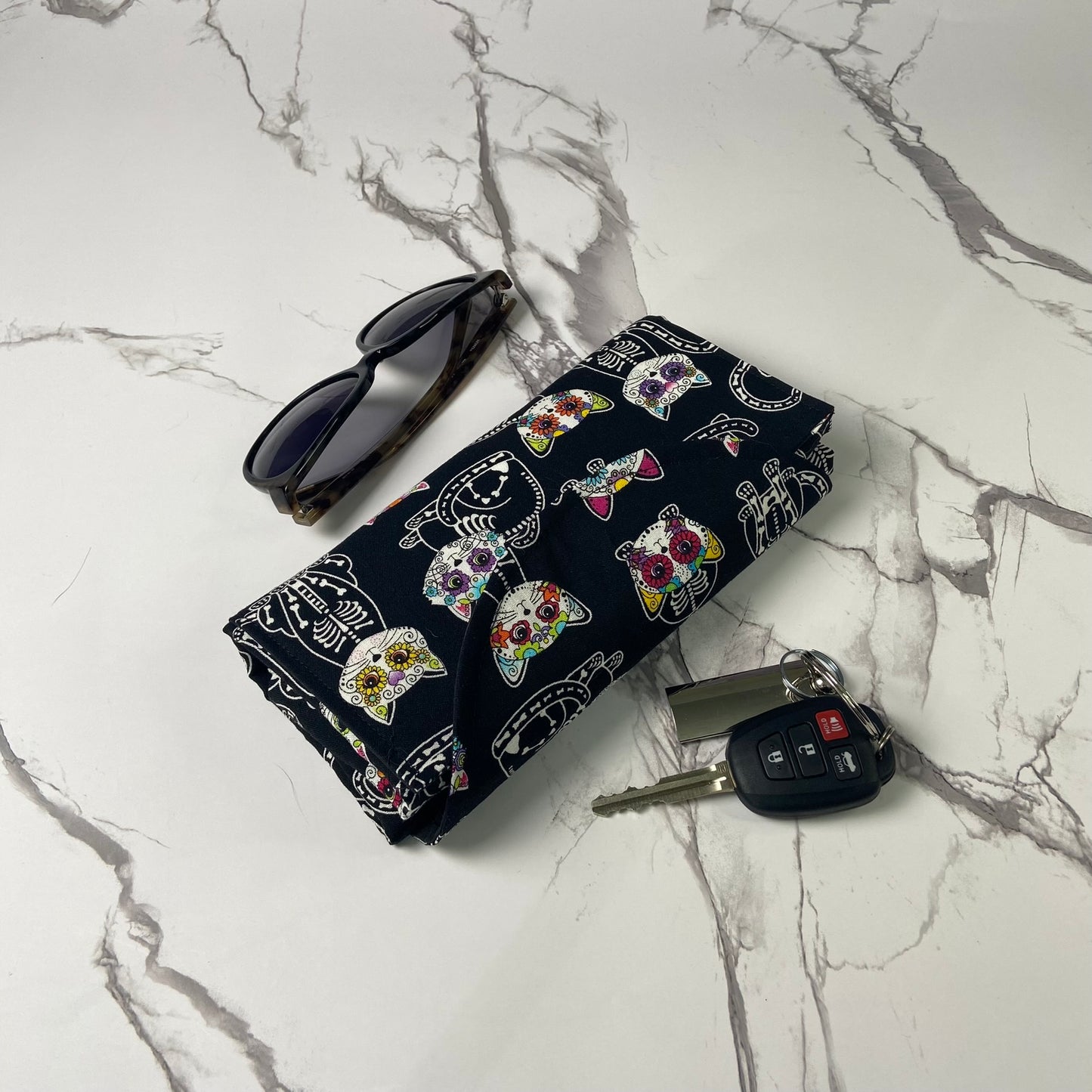 Sugar Skull Cat Skeletons Folding Bag