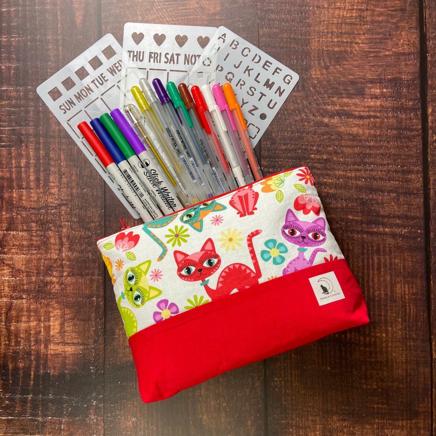 Fiesta Cats Large Zipper pouch - red