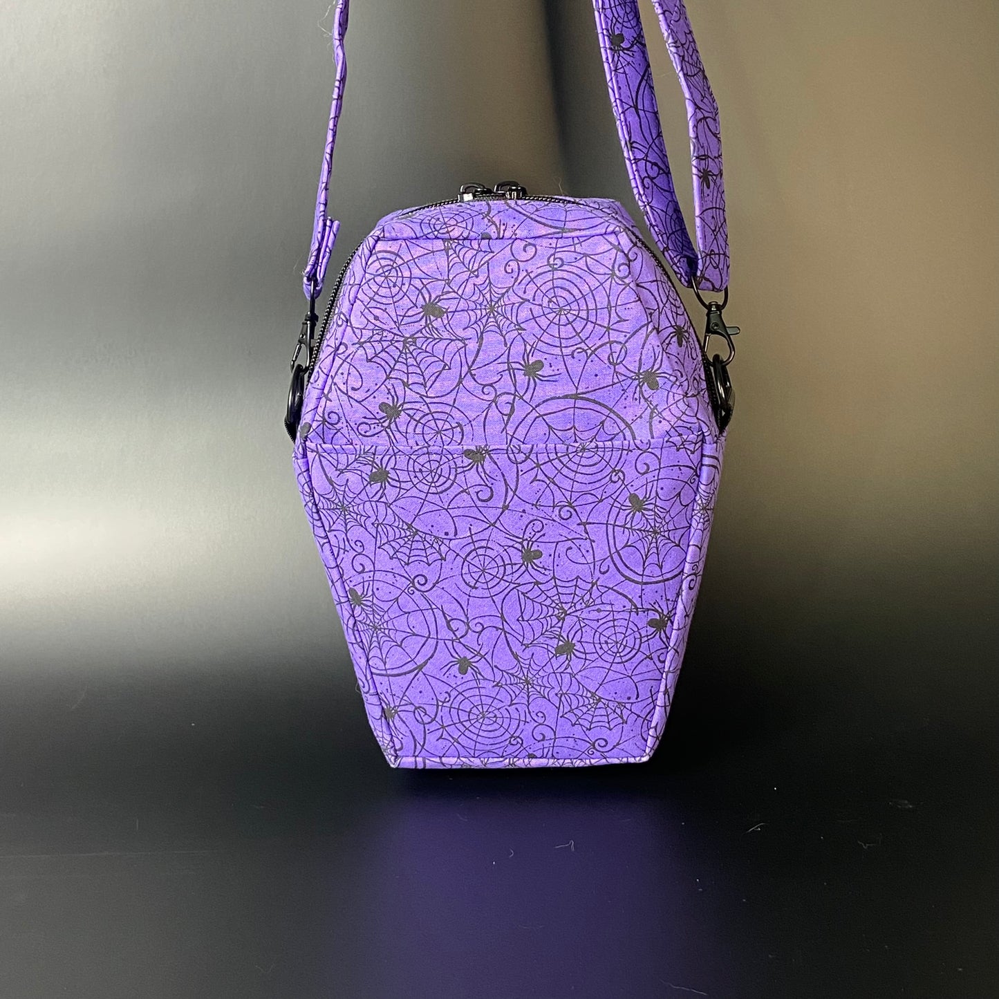 Purple Webs Coffin Crossbody Bag