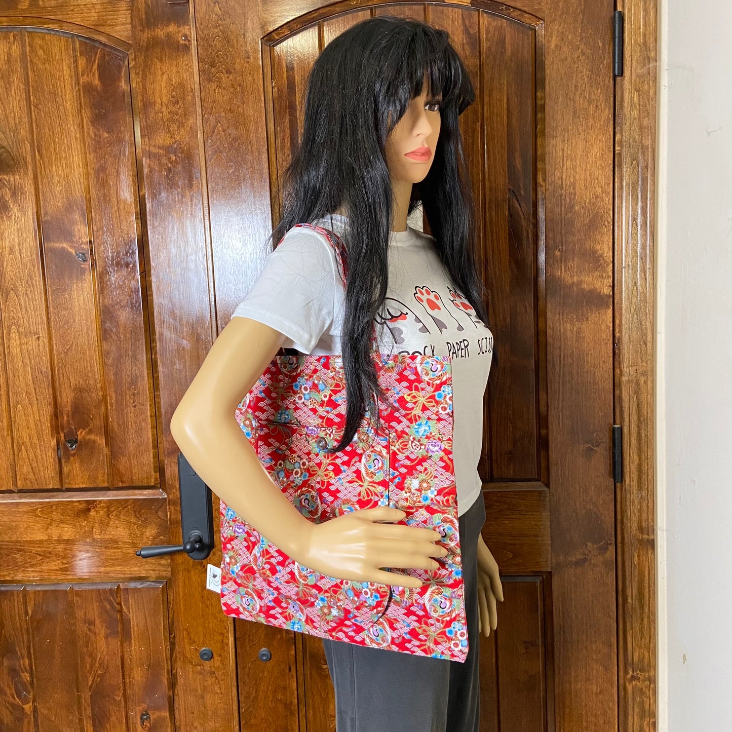 Red floral folding bag