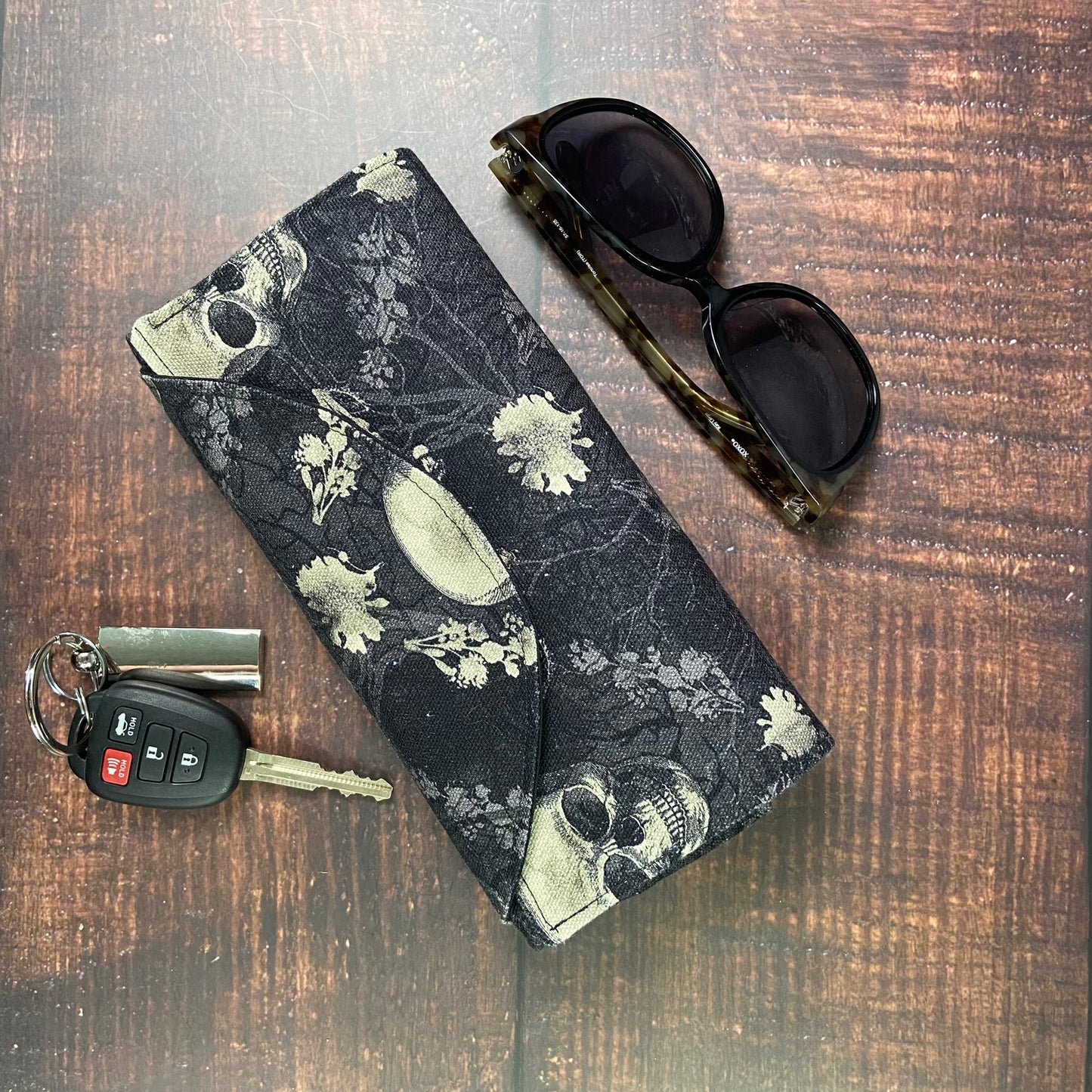 Floral Jolly Roger Folding Tote Bag