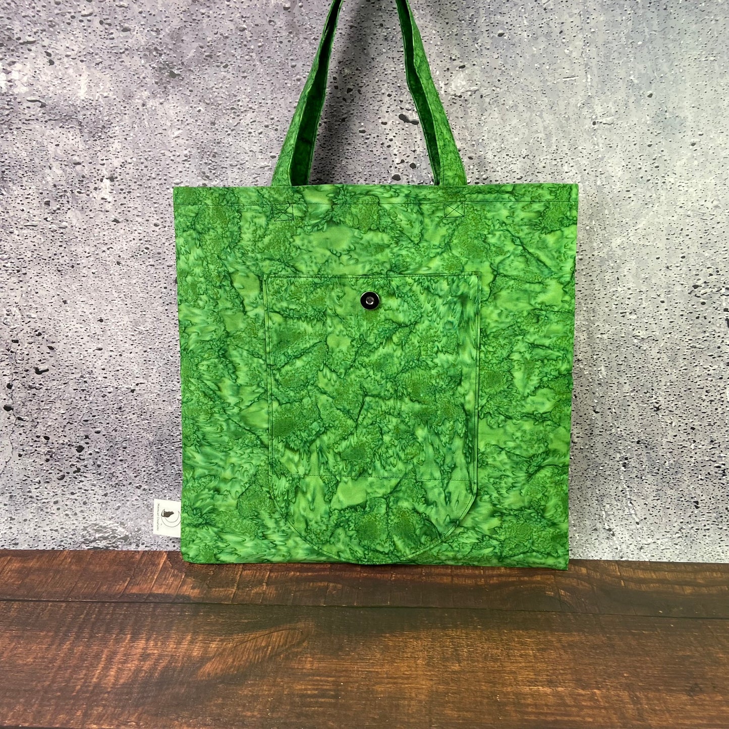 Green batik folding bag