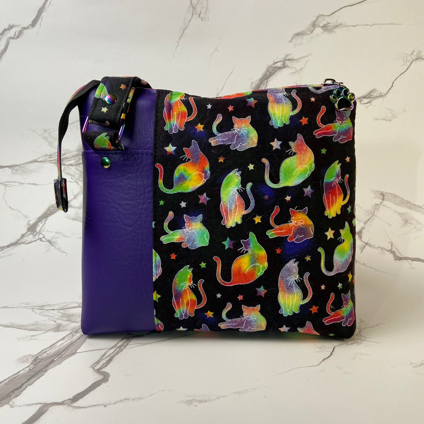 Cosmic Cats Purple Crossbody Purse