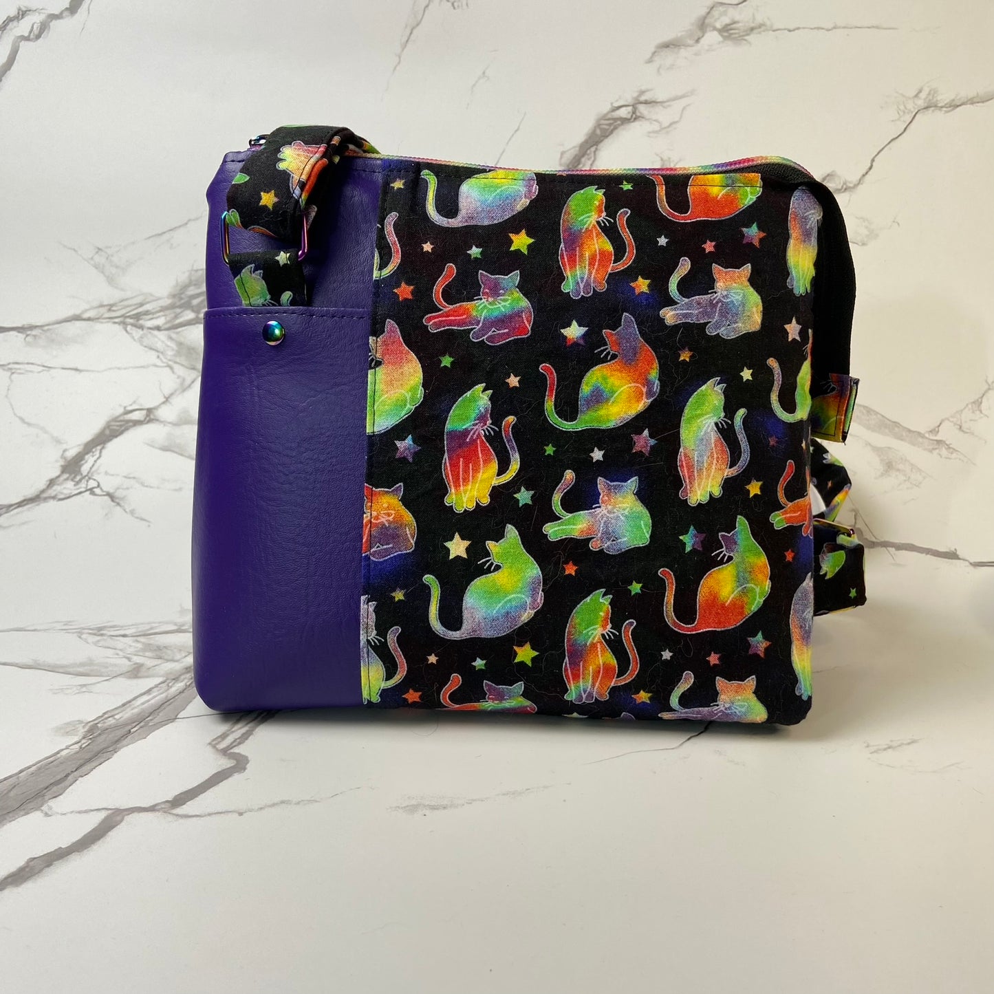 Cosmic Cats Purple Crossbody Purse