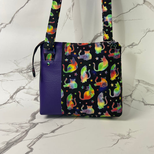 Cosmic Cats Purple Crossbody Purse