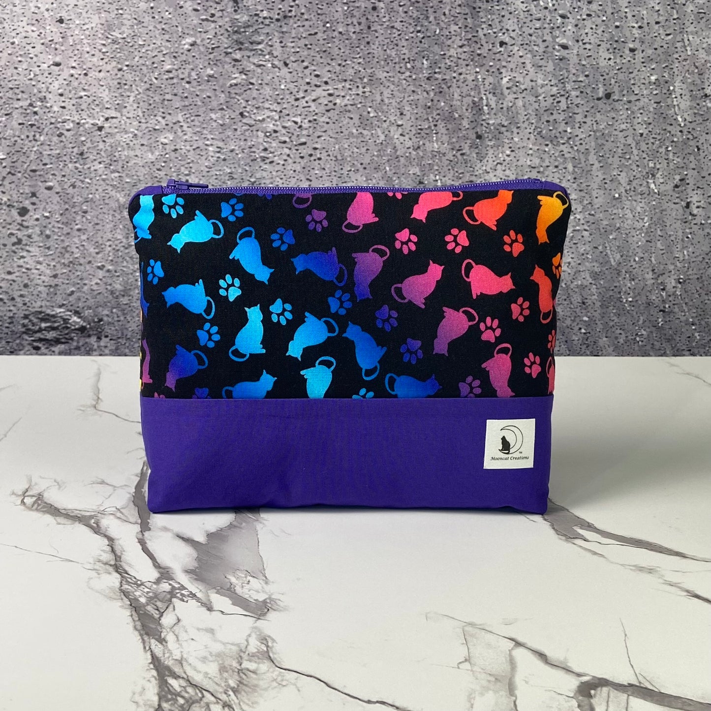 Rainbow Cats Large Zipper pouch - purple