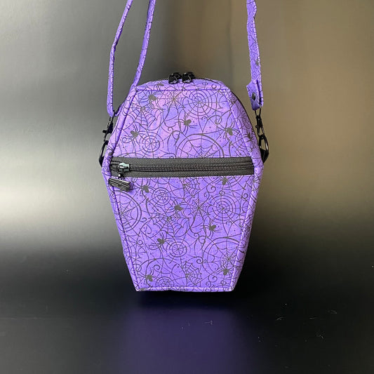 Purple Webs Coffin Crossbody Bag