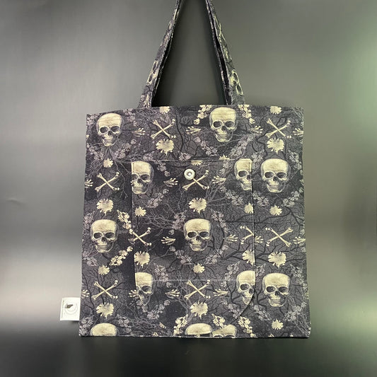 Floral Jolly Roger Folding Tote Bag