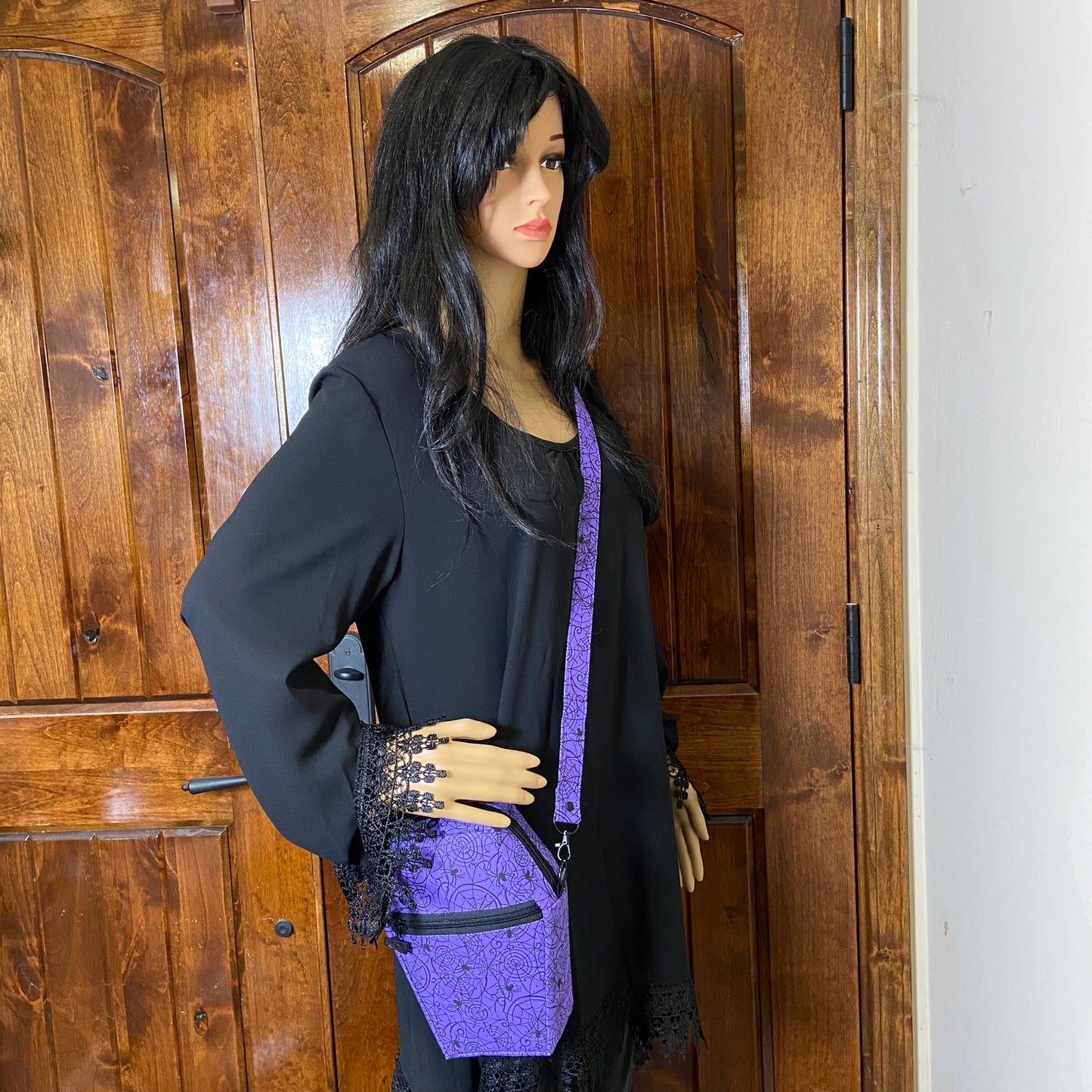 Purple Webs Coffin Crossbody Bag